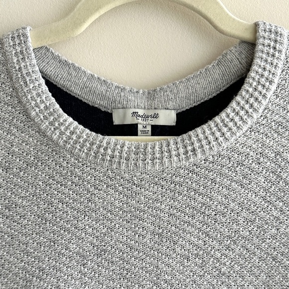Madewell Two Tone Colorblock Sweater - Gray and Navy Blue, Size Medium - Picture 8 of 16
